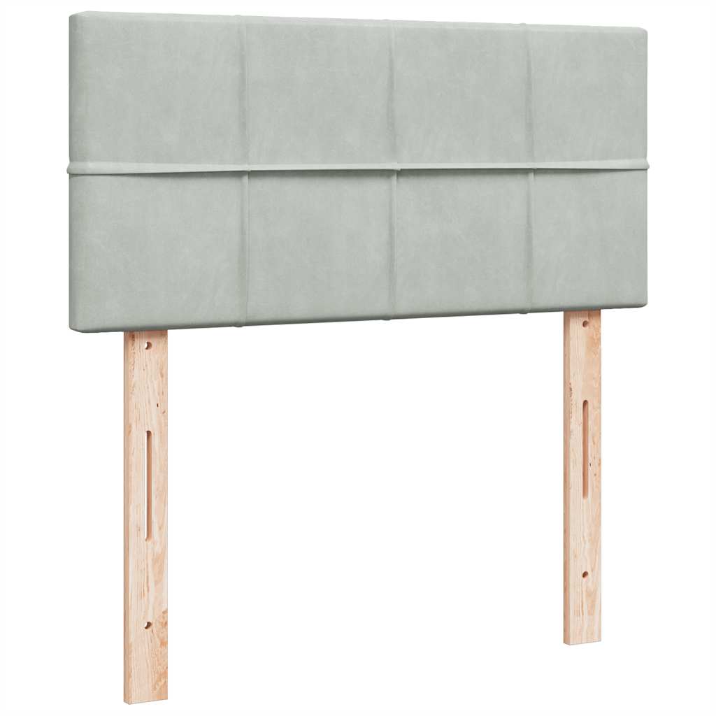 kontinentalseng med madras 90x190 cm fløjl lysegrå