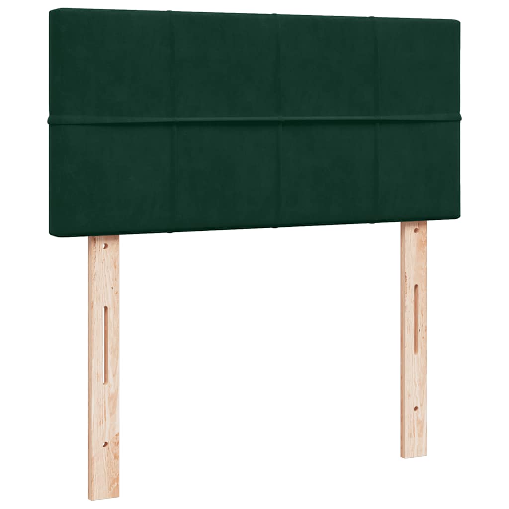 kontinentalseng med madras 90x190 cm fløjl mørkegrøn