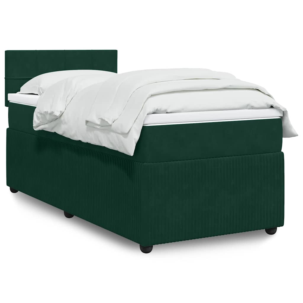kontinentalseng med madras 90x190 cm fløjl mørkegrøn