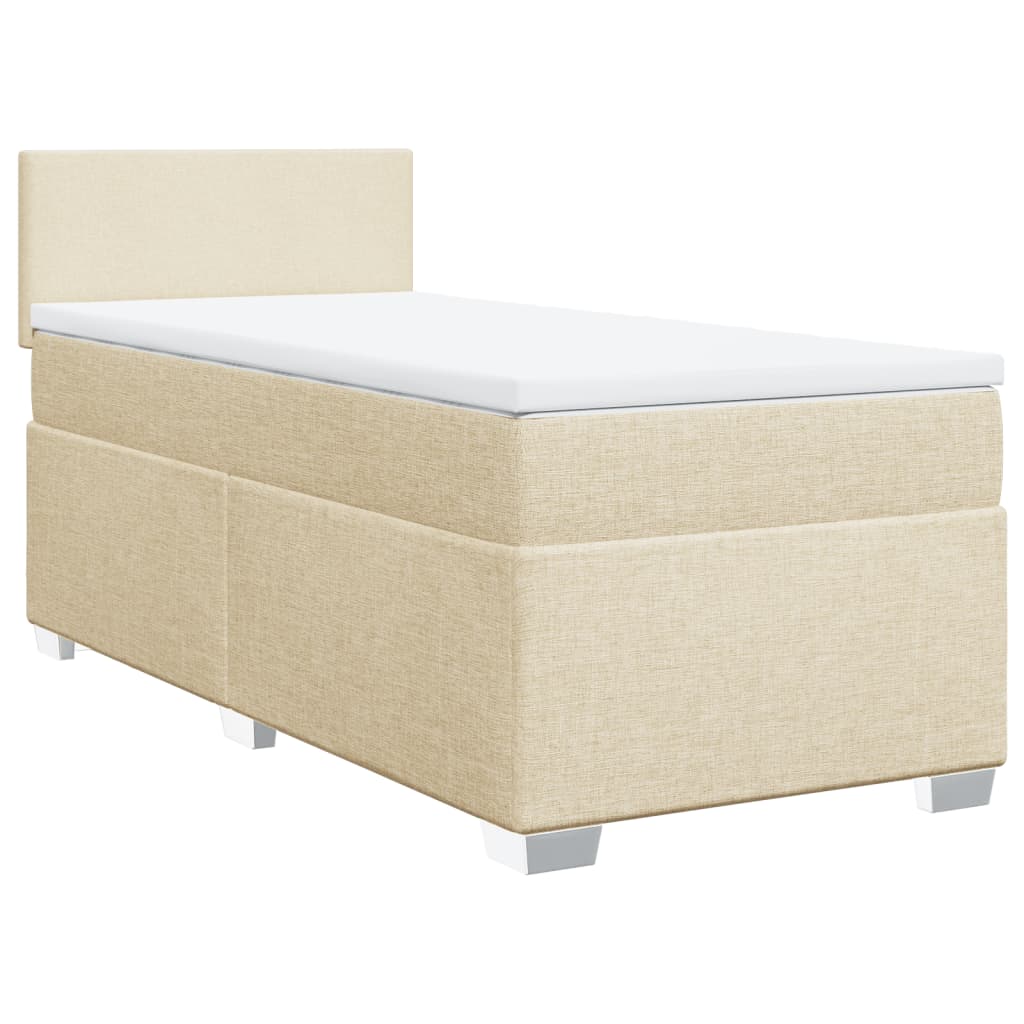 kontinentalseng med madras 90x190 cm stof cremefarvet