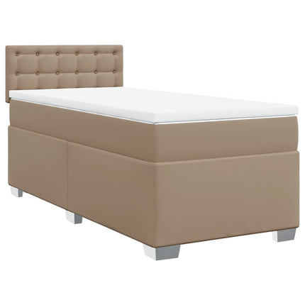 kontinentalseng 90x200 cm kunstlæder cappuccinofarvet