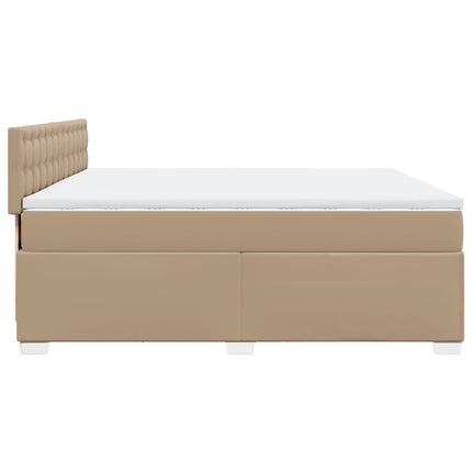 kontinentalseng 200x200 cm kunstlæder cappuccinofarvet