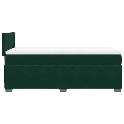 kontinentalseng med madras 80x200 cm fløjl mørkegrøn