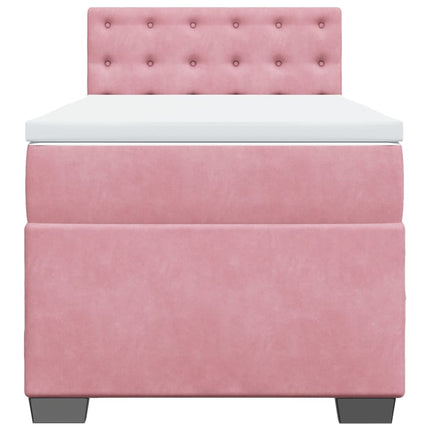 kontinentalseng med madras 90x190 cm fløjl pink