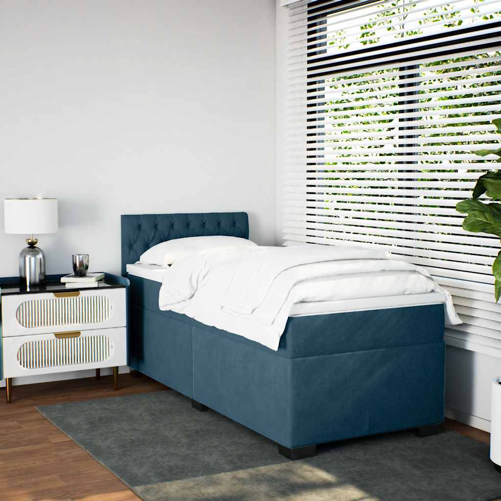 kontinentalseng med madras 90x190 cm fløjl blå