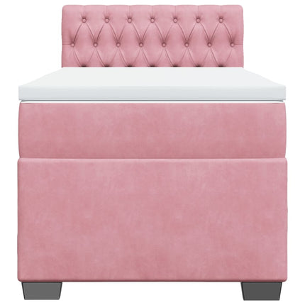 kontinentalseng med madras 90x190 cm fløjl pink