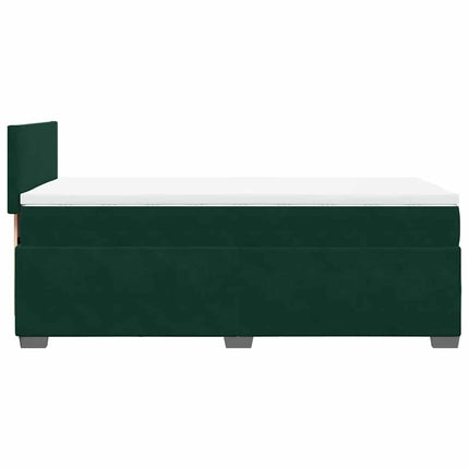 kontinentalseng med madras 90x200 cm fløjl mørkegrøn