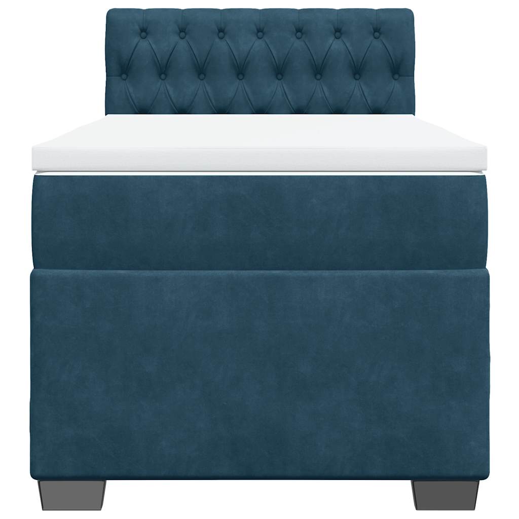 kontinentalseng med madras 90x200 cm fløjl blå
