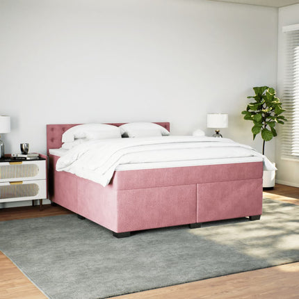 kontinentalseng med madras 180x200 cm fløjl lyserød