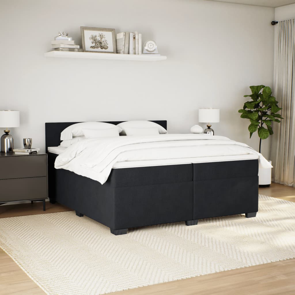 kontinentalseng med madras 200x200 cm fløjl sort