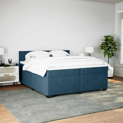 kontinentalseng med madras 200x200 cm fløjl blå