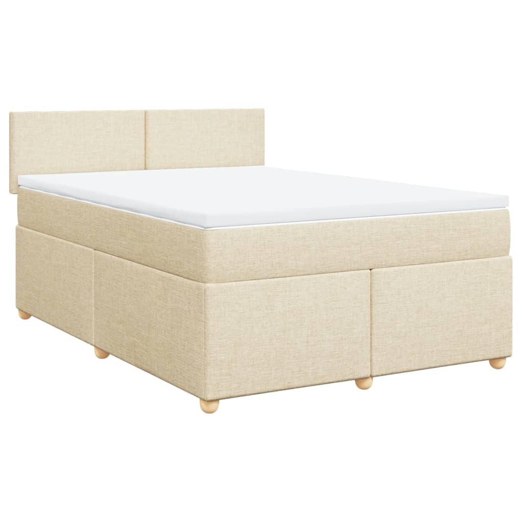 kontinentalseng med madras 140x190 cm stof cremefarvet