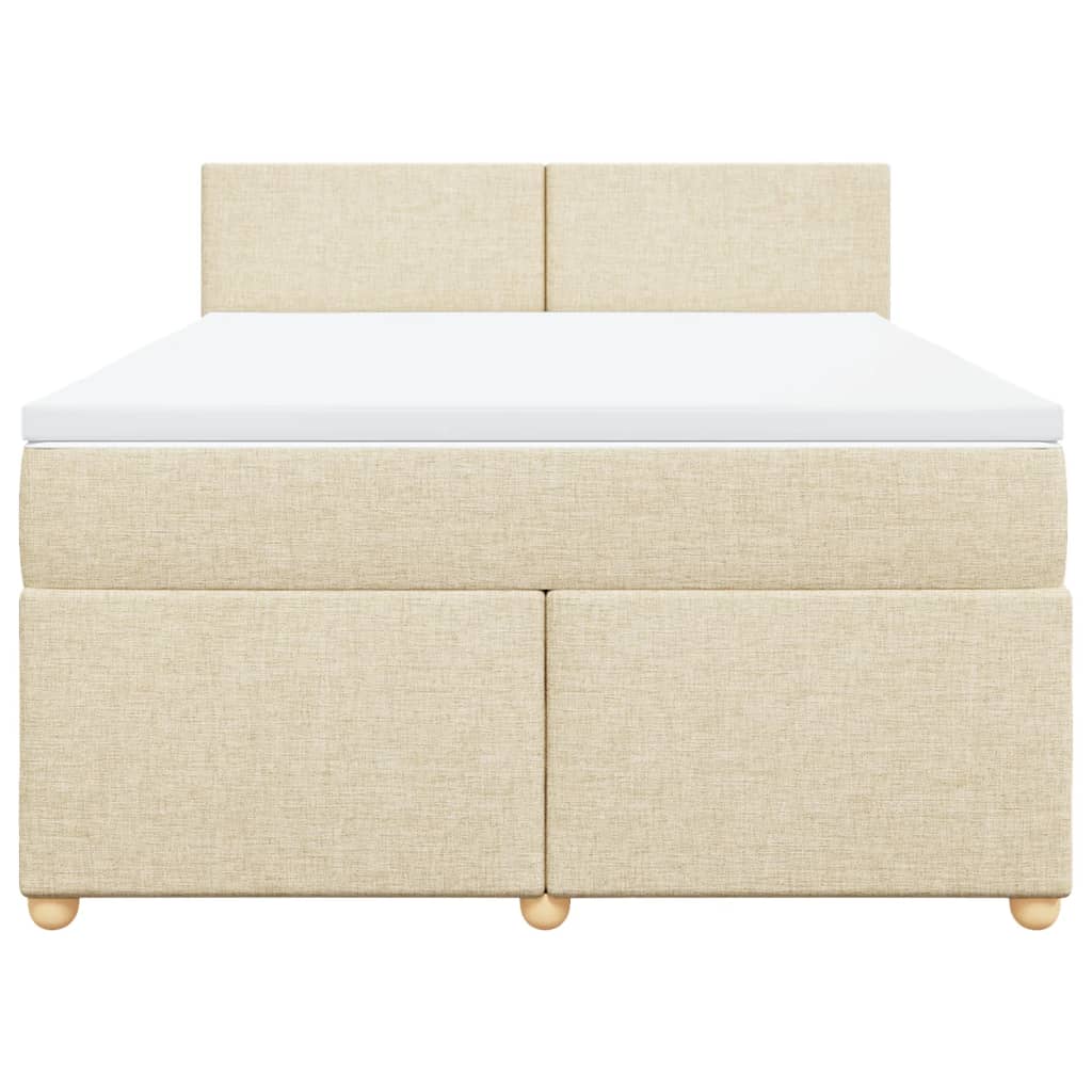 kontinentalseng med madras 140x190 cm stof cremefarvet