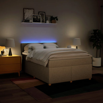 kontinentalseng med madras 140x190 cm stof cremefarvet