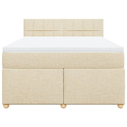 kontinentalseng med madras 140x190 cm stof cremefarvet