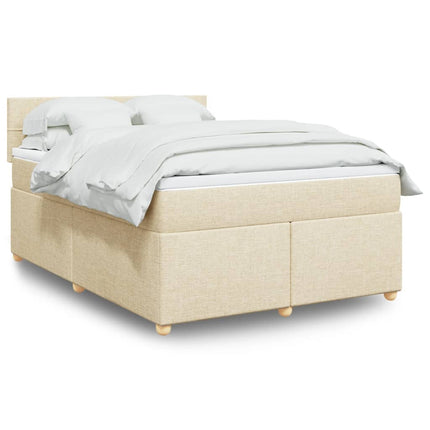 kontinentalseng med madras 140x190 cm stof cremefarvet