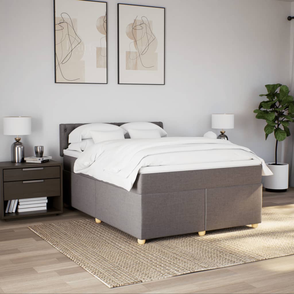 kontinentalseng med madras 140x190 cm stof gråbrun