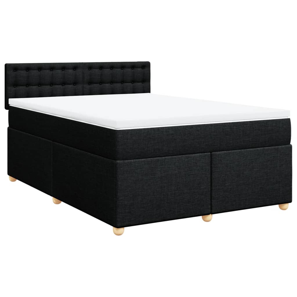 kontinentalseng med madras 140x190 cm stof sort