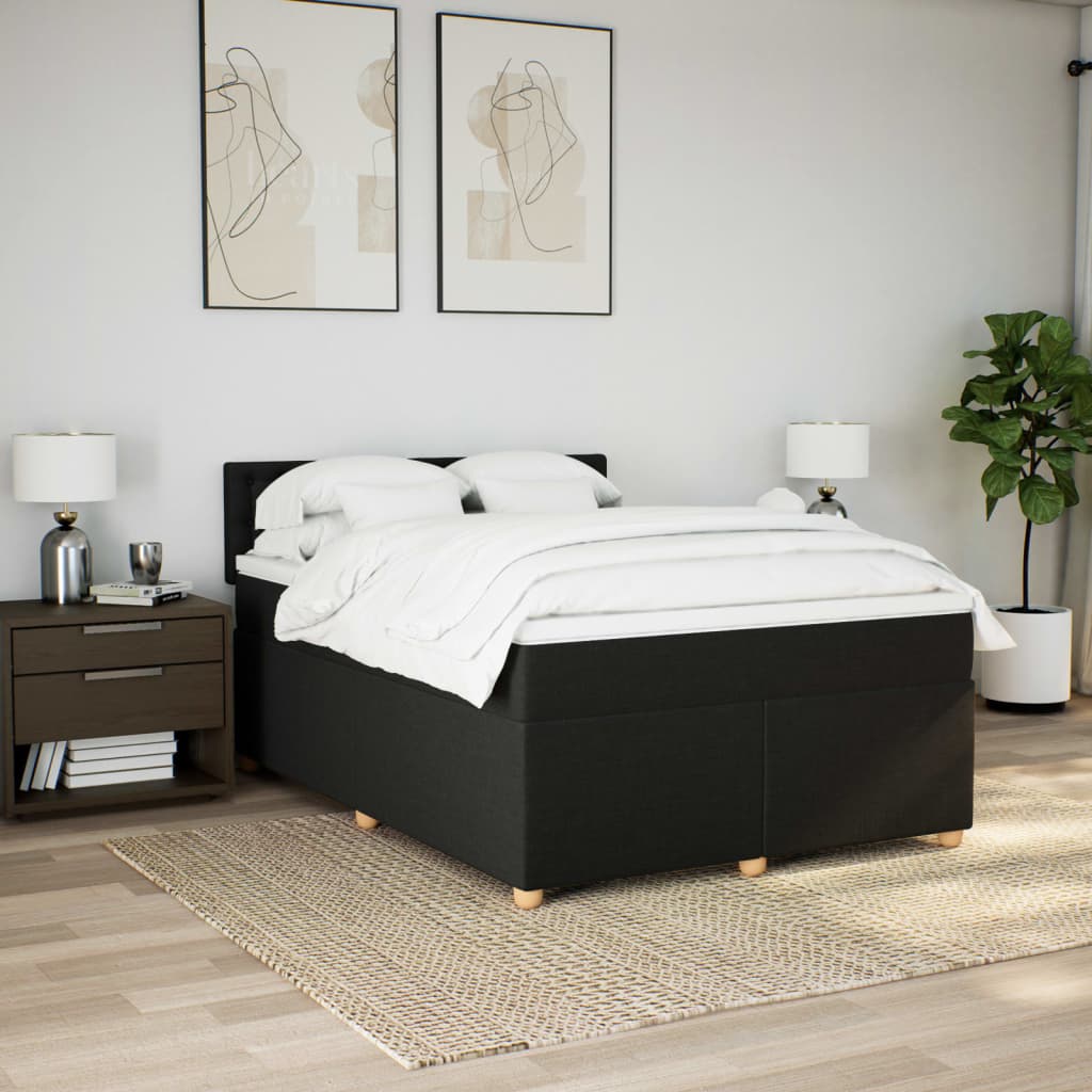 kontinentalseng med madras 140x190 cm stof sort