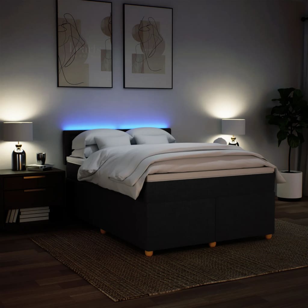 kontinentalseng med madras 140x190 cm stof sort
