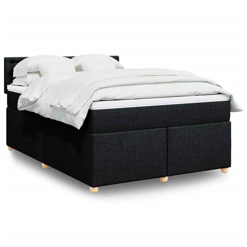 kontinentalseng med madras 140x190 cm stof sort