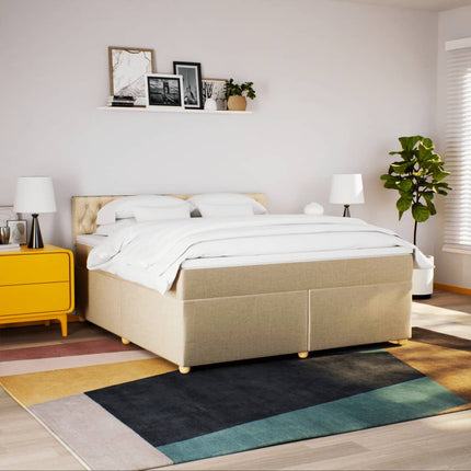 kontinentalseng med madras 180x200 cm stof cremefarvet