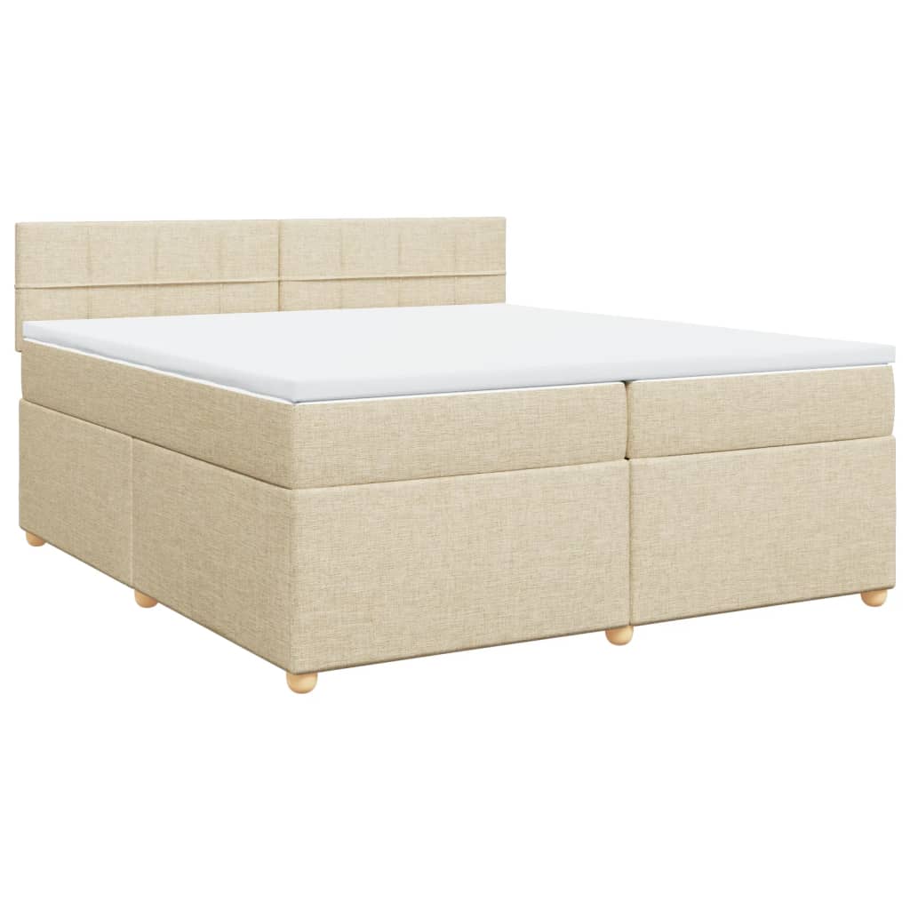 kontinentalseng med madras 200x200 cm stof cremefarvet