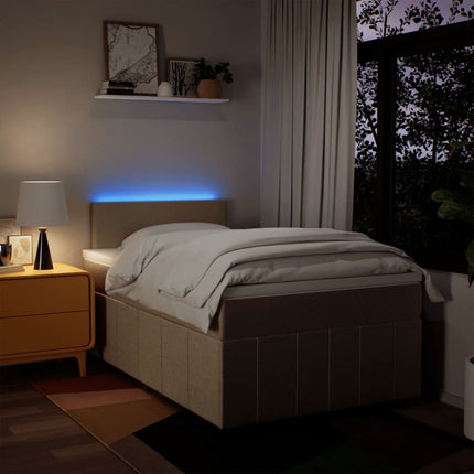 kontinentalseng med madras 120x190 cm stof cremefarvet