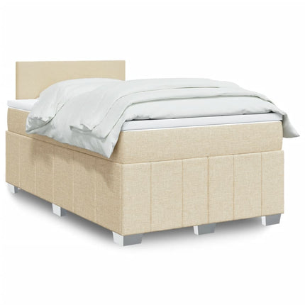 kontinentalseng med madras 120x190 cm stof cremefarvet
