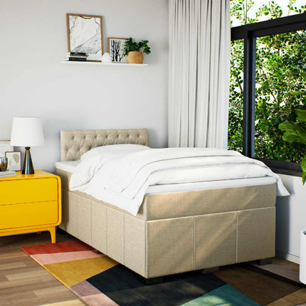 kontinentalseng med madras 120x190 cm stof cremefarvet