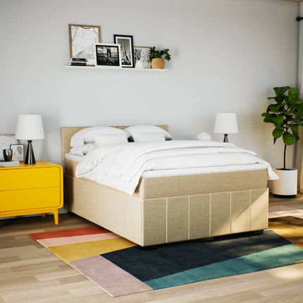 kontinentalseng med madras 160x200 cm stof cremefarvet