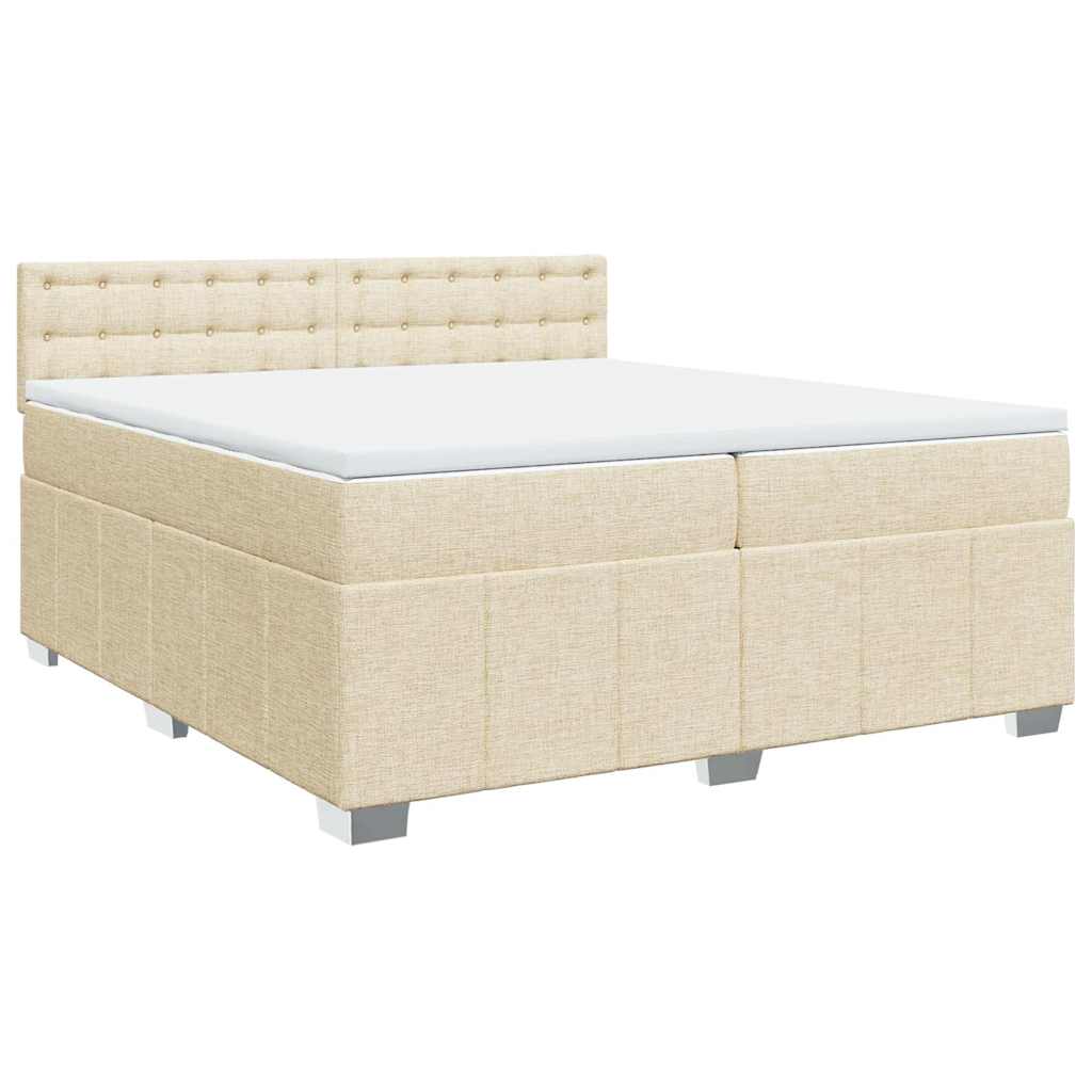kontinentalseng med madras 200x200 cm stof cremefarvet