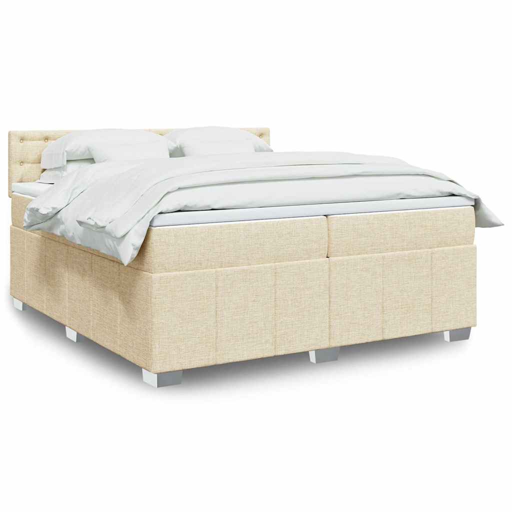 kontinentalseng med madras 200x200 cm stof cremefarvet