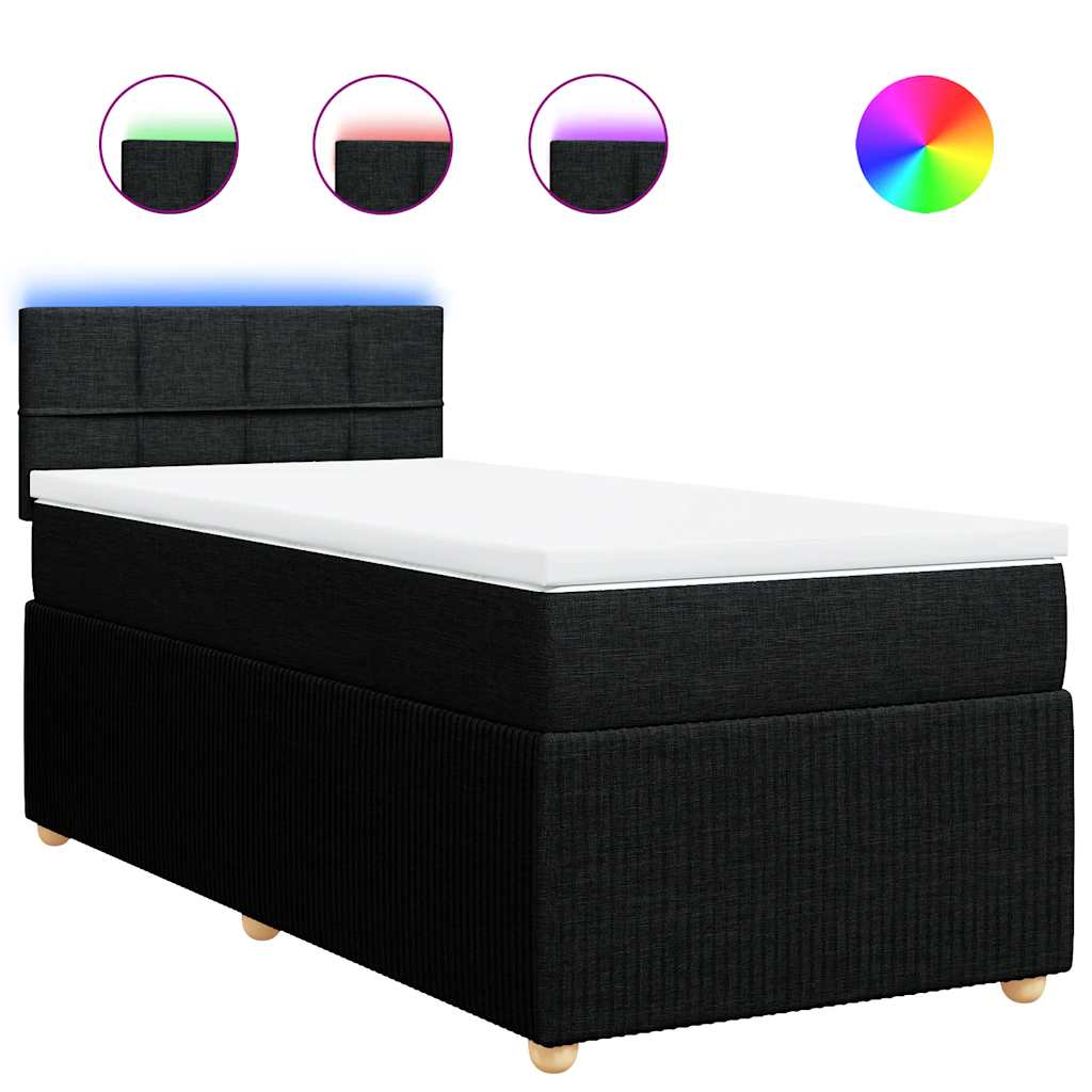 kontinentalseng med madras 80x200 cm stof sort