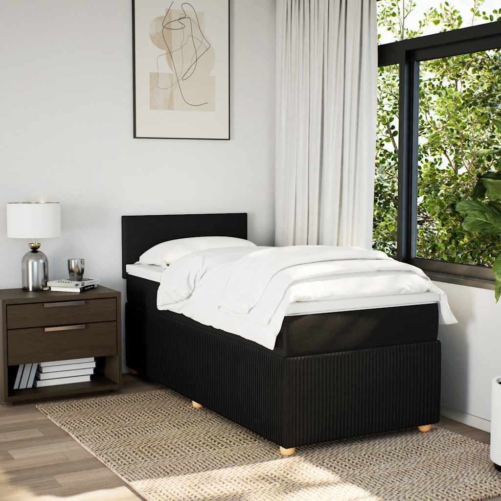 kontinentalseng med madras 90x190 cm stof sort