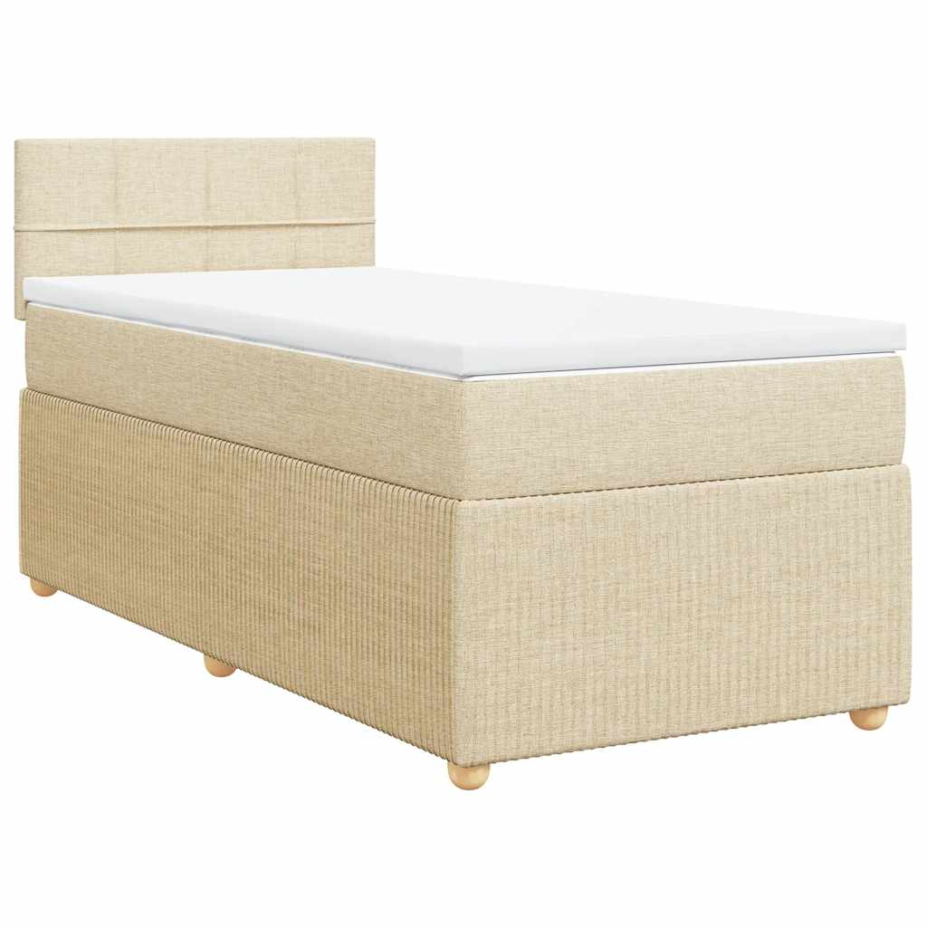 kontinentalseng med madras 90x190 cm stof cremefarvet
