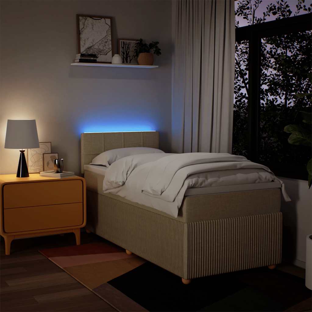 kontinentalseng med madras 90x190 cm stof cremefarvet