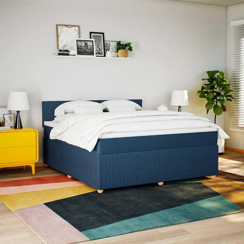 kontinentalseng med madras 180x200 cm stof blå