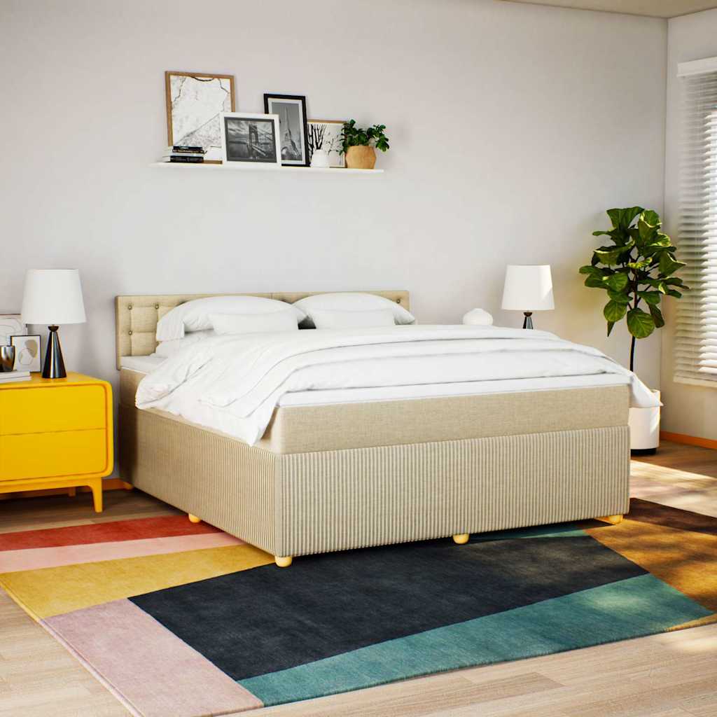 kontinentalseng med madras 180x200 cm stof cremefarvet