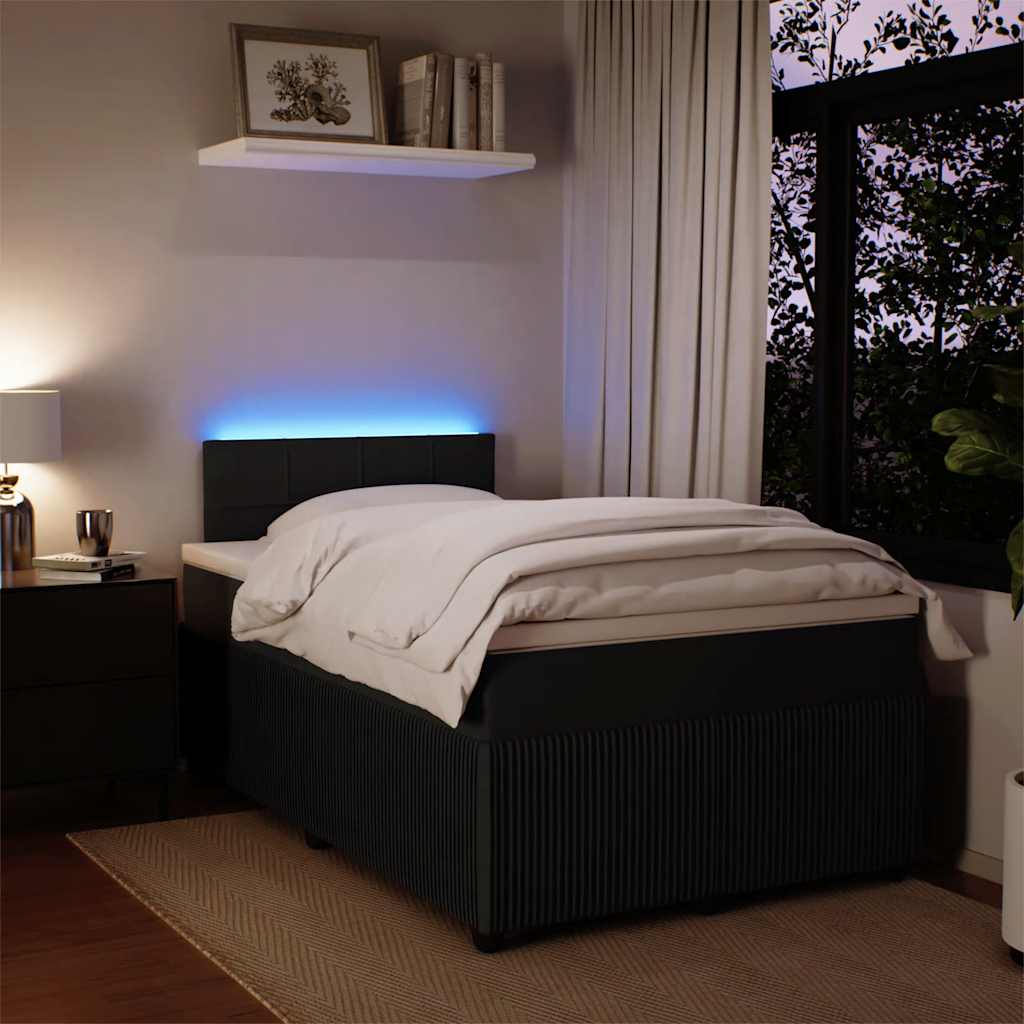 kontinentalseng med madras 120x190 cm velour sort
