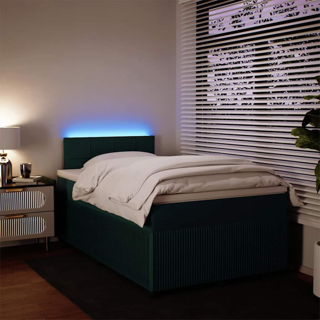 kontinentalseng med madras 120x190 cm velour mørkegrøn