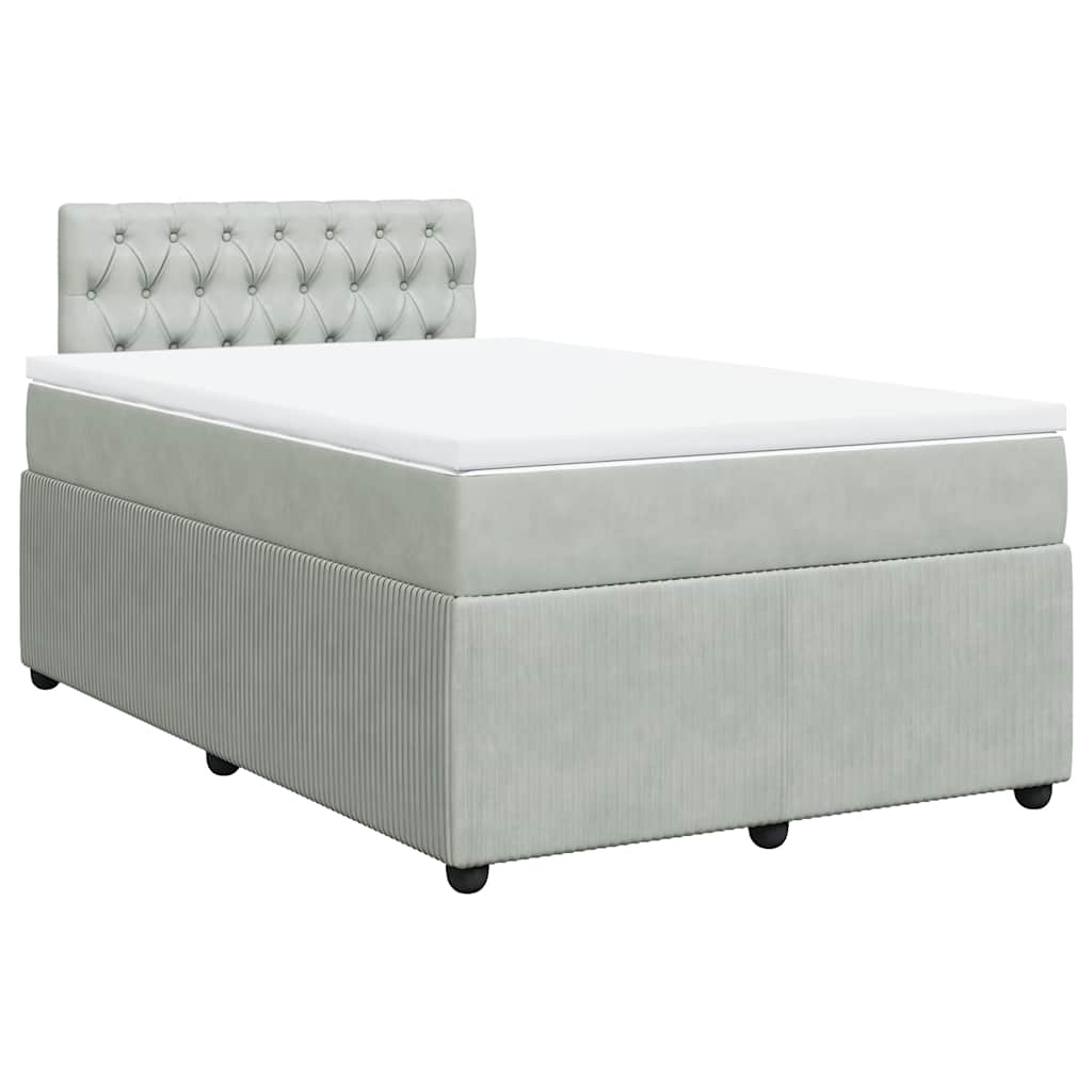 kontinentalseng med madras 120x190 cm velour lysegrå