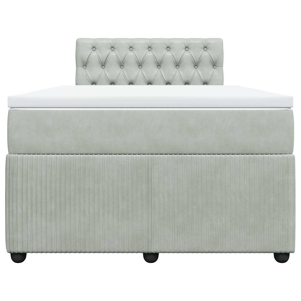kontinentalseng med madras 120x190 cm velour lysegrå