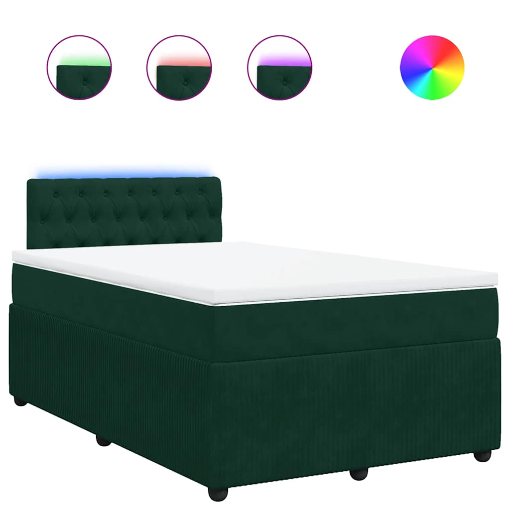 kontinentalseng med madras 120x190 cm velour mørkegrøn