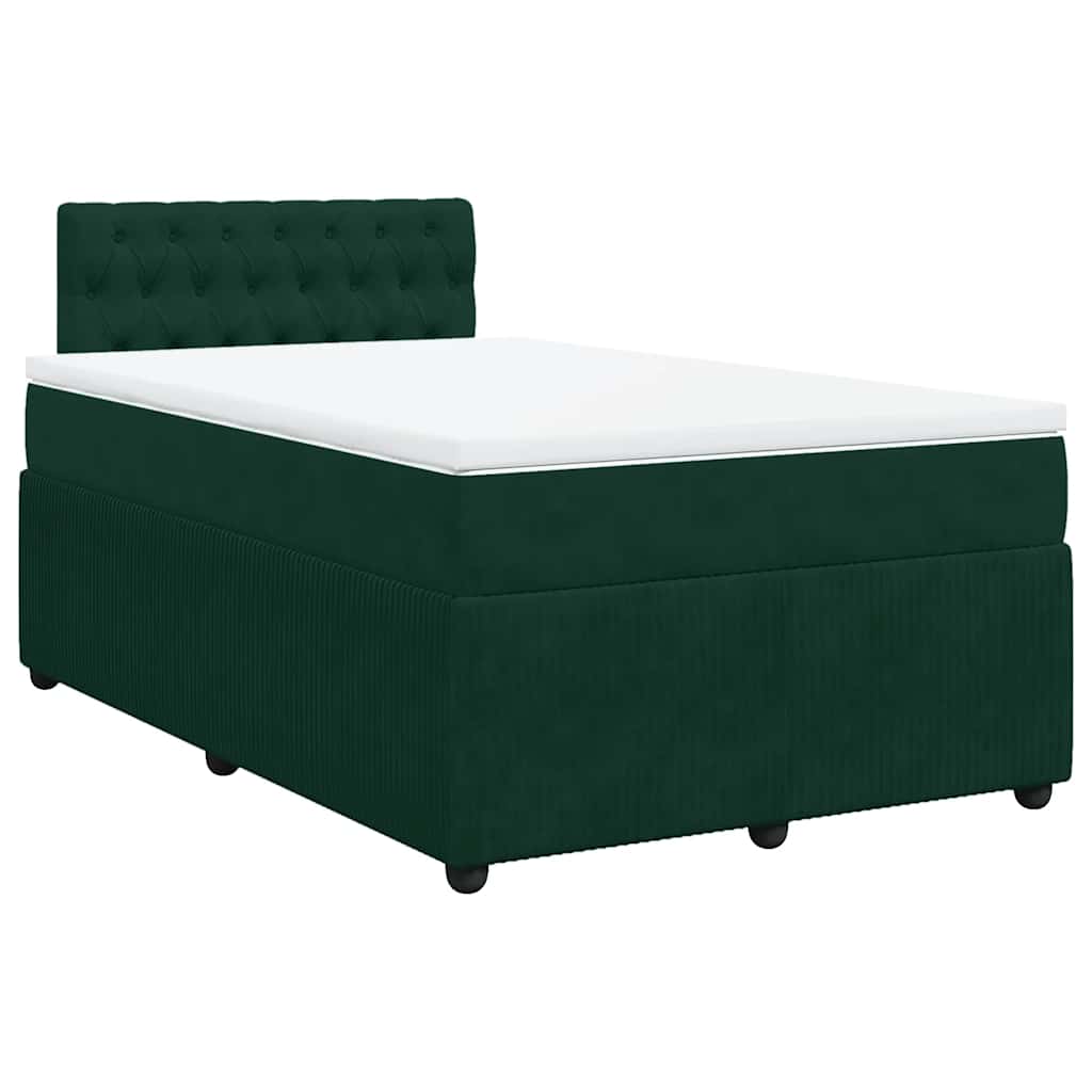 kontinentalseng med madras 120x190 cm velour mørkegrøn