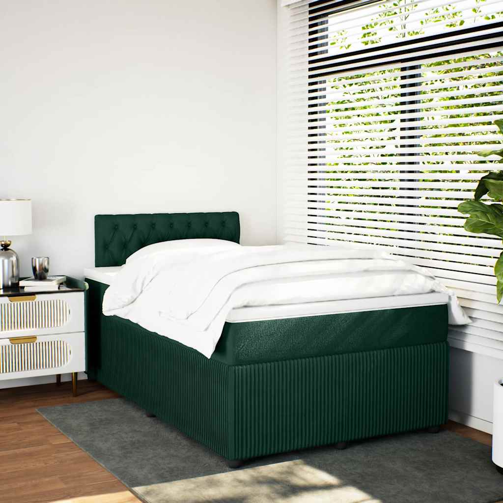 kontinentalseng med madras 120x190 cm velour mørkegrøn