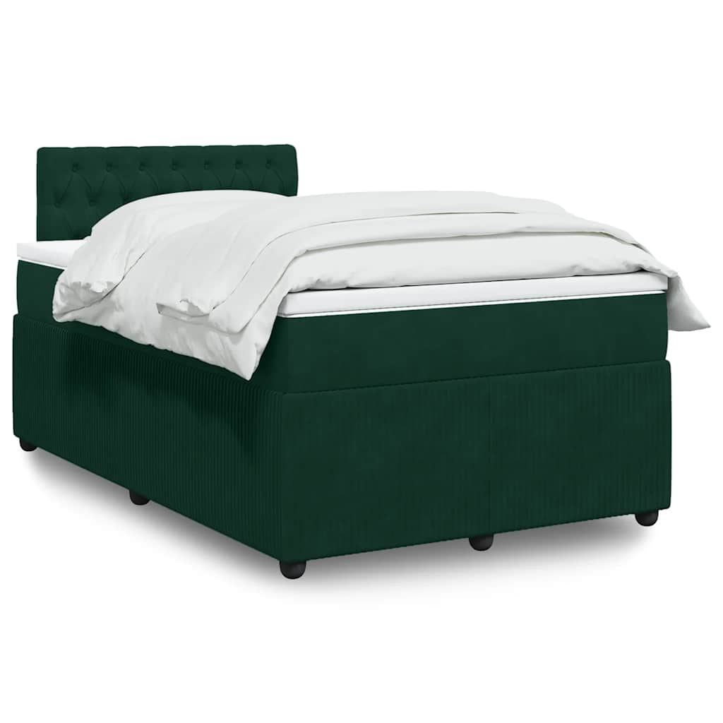 kontinentalseng med madras 120x190 cm velour mørkegrøn