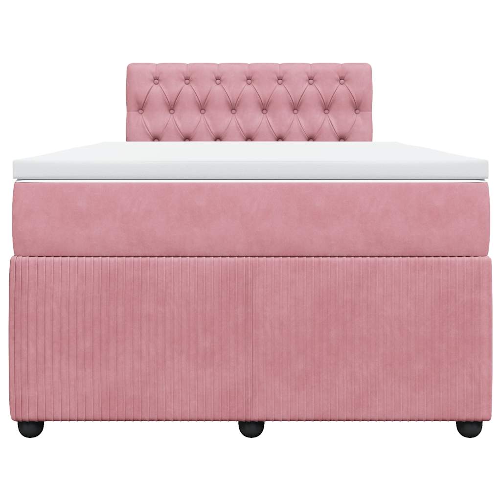 kontinentalseng med madras 120x190 cm velour lyserød