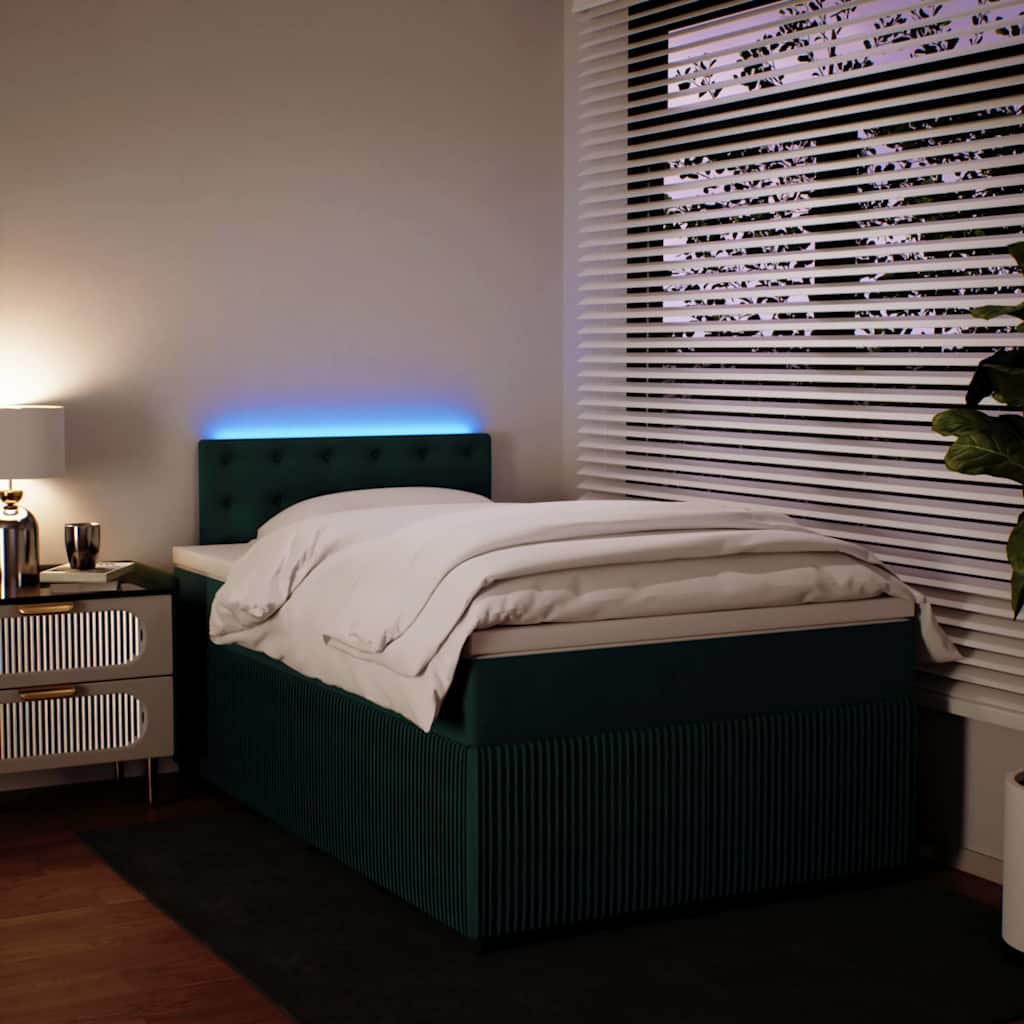 kontinentalseng med madras 120x190 cm velour mørkegrøn