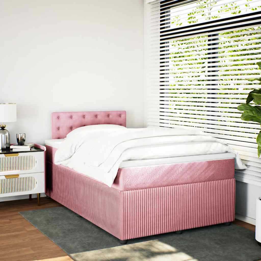 kontinentalseng med madras 120x190 cm velour lyserød